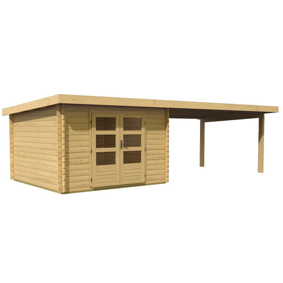 Karibu Gartenhaus Bastrup mit Schleppdach 400 cm naturbelassen 300 x 262 x 202 cm Bild 2
