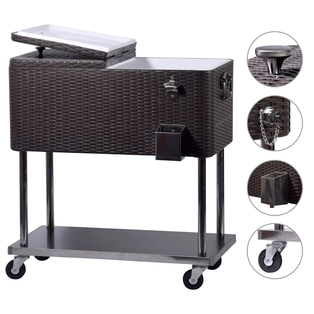 dobar Servierwagen Tahiti 83 x 87 x 48 cm Rattanoptik dunkelgrau Bild 6