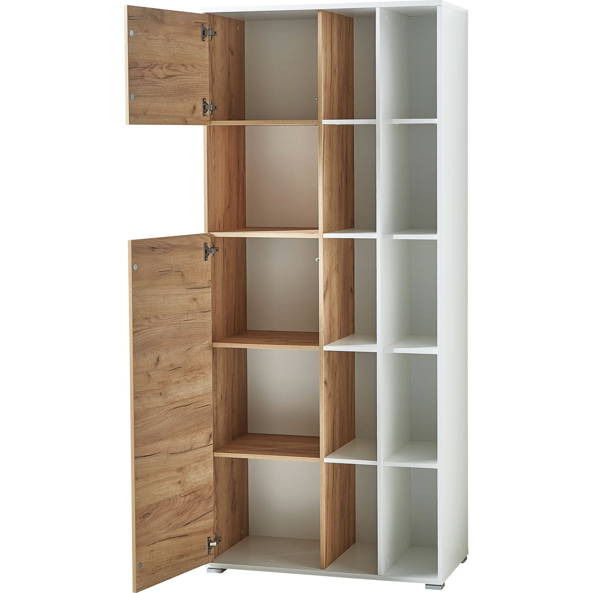 Aktenschrank Lionel mit offenen Fächern und Push-to-open Technik 85 x 197 x 40 cm weiß/Navarra-Eiche-Nachbildung Bild 2