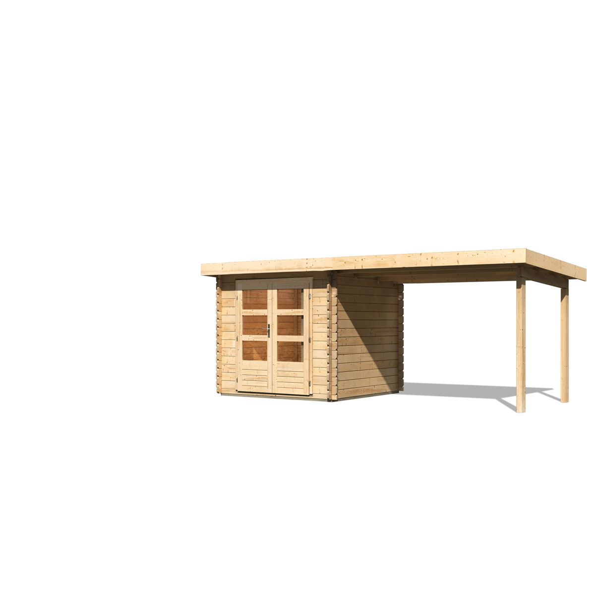 Karibu BBH Bastrup 2 Set mit Anbaudach naturbelassen Bild 4