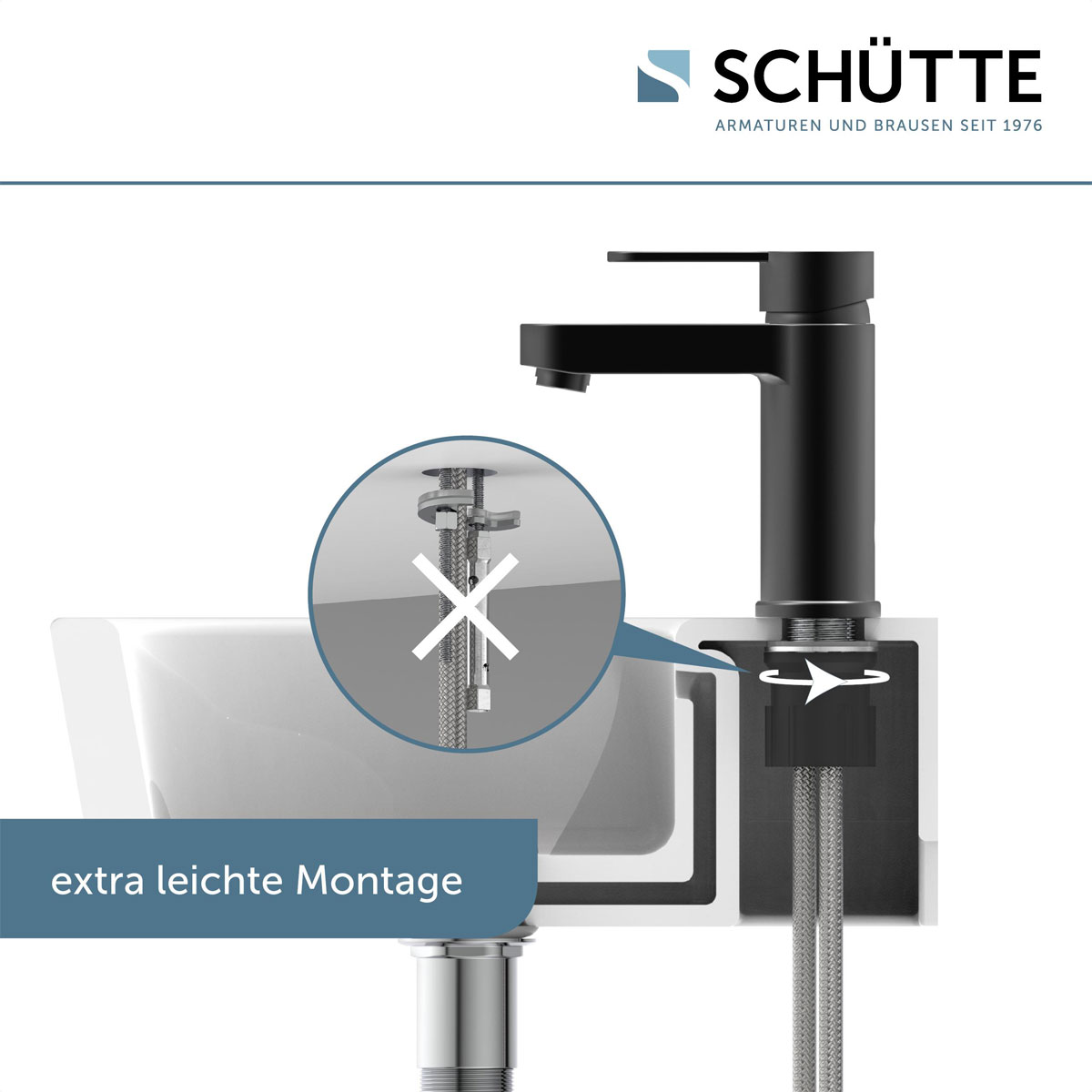 Schütte Waschtischarmatur Elephant schwarz-matt inkl Push-Open-Ventil Bild 7