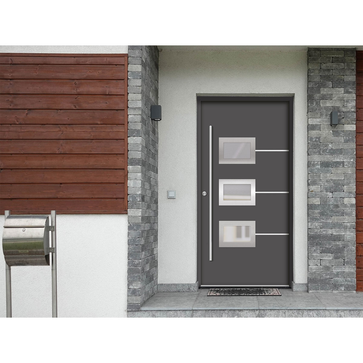 SplenDoor  Premium-Haustür Passivedoor Bergen energiesparend anthrazit 100 x 210 cm links Bild 2