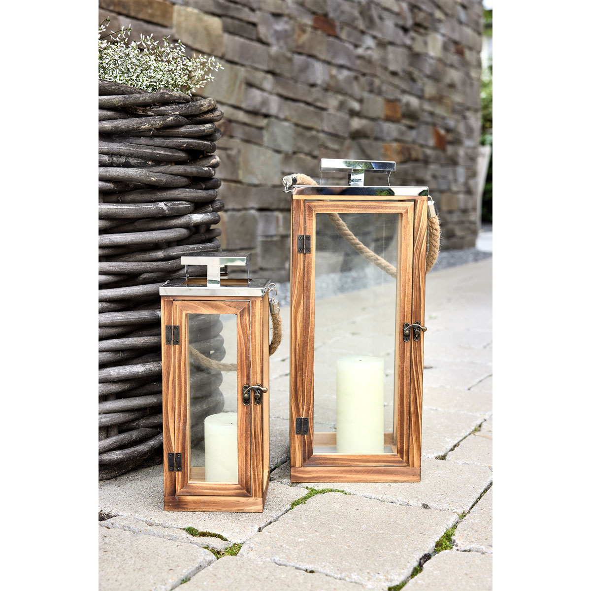 Laterne Nature 18 x 18 x 44 cm Bild 2