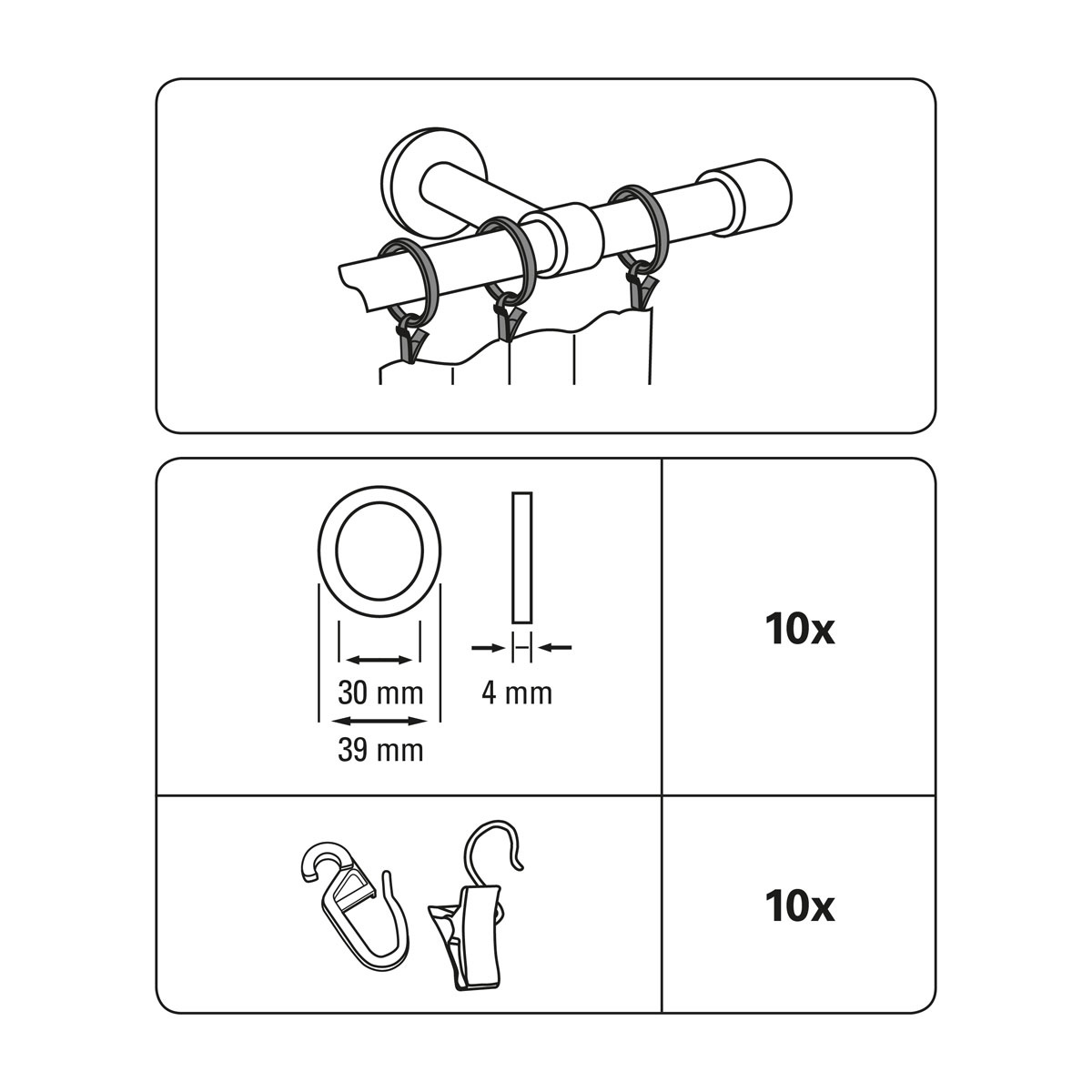 Gardinia Gardinenringe Kira silber Durchmesser 19 mm 10 Stück Bild 3