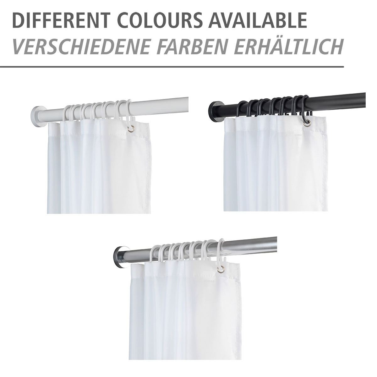 WIZ BIOTECH Teleskop-Duschstange Luz 70 - 115 cm Weiß Ausziehbare Duschvorhangstange aus rostfreiem Aluminium Bild 5