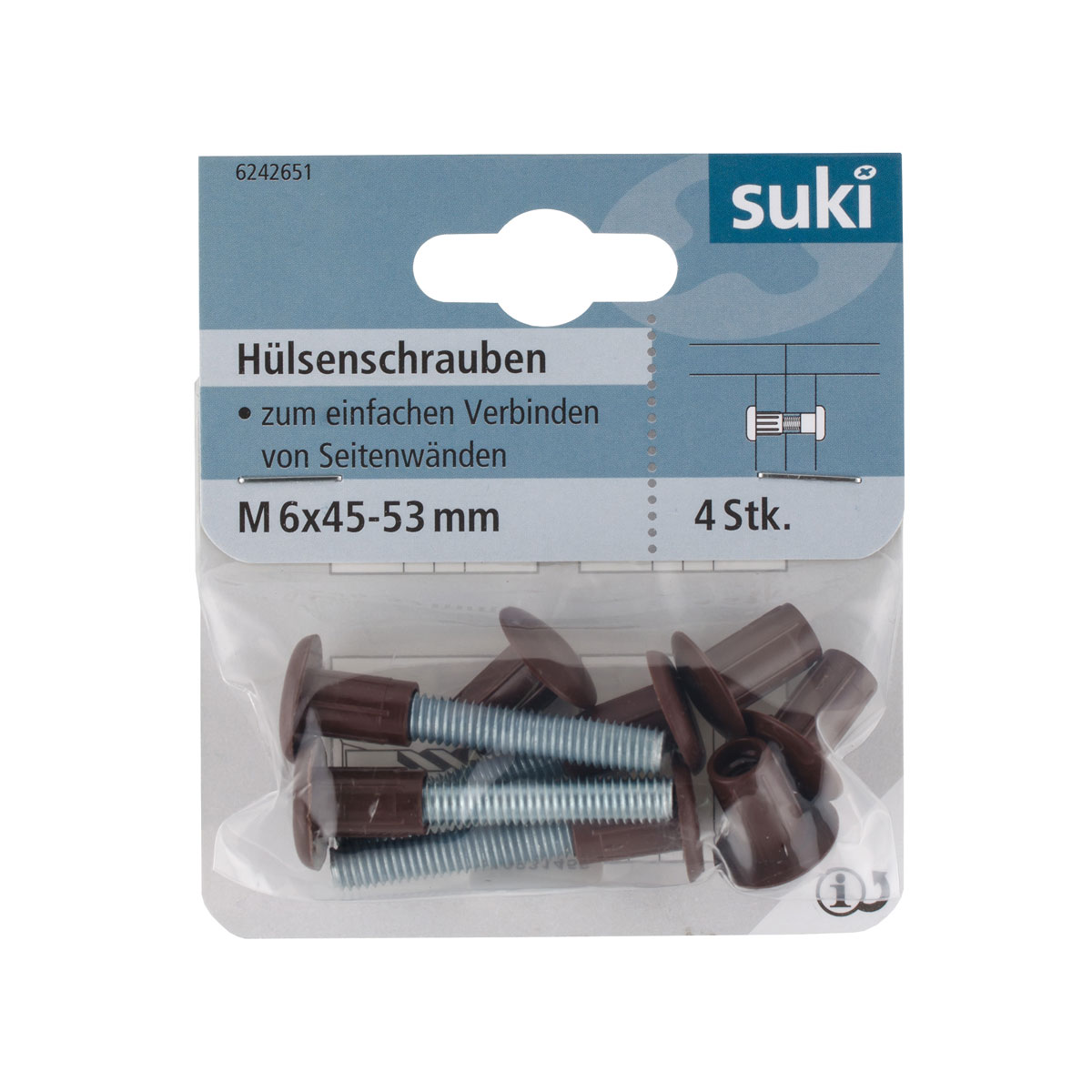 Suki Hülsenschraube Senkkopf 45-53 mm brüniert 4 Stück Bild 1