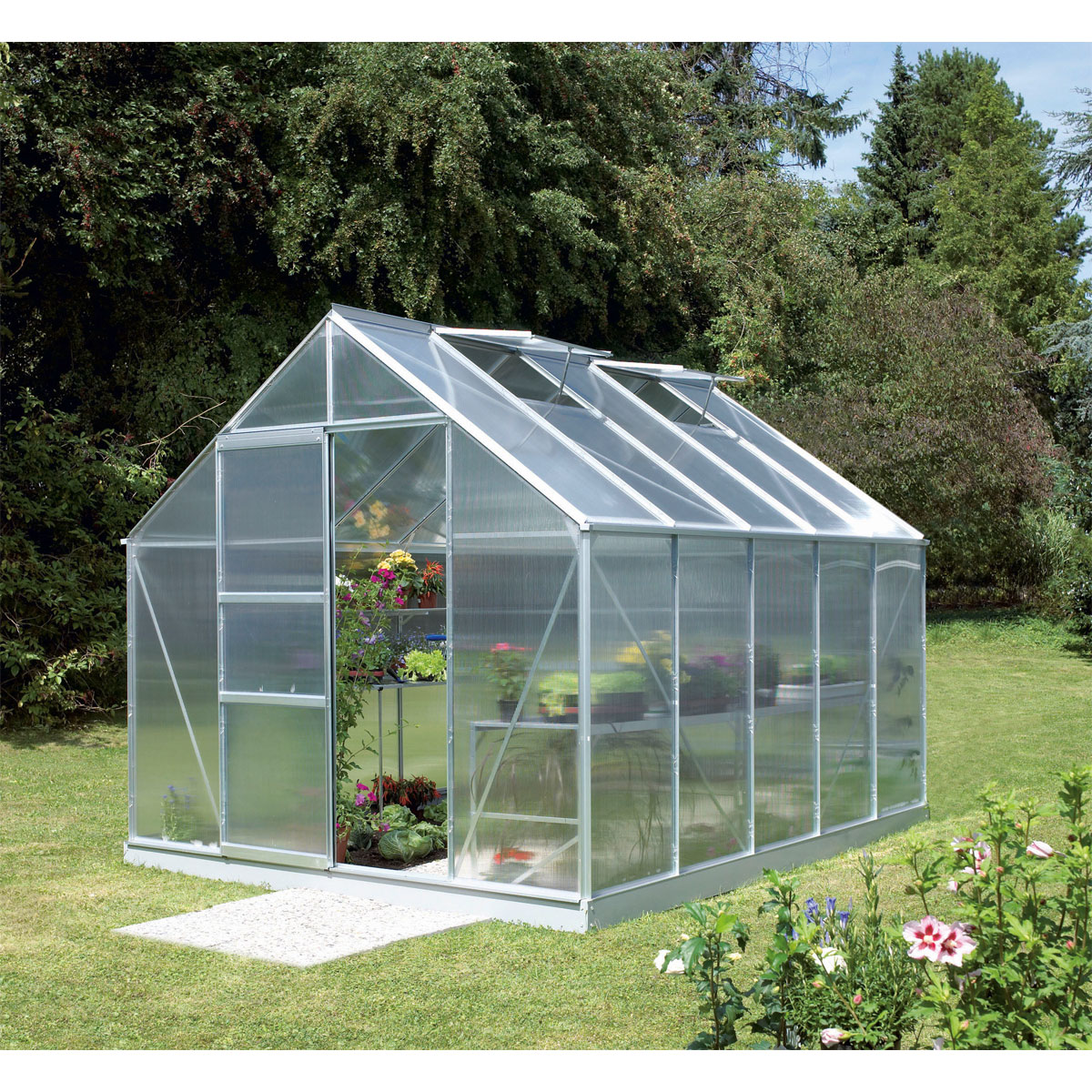 Vitavia Gewächshaus Merkur 8300 8,3m² 6 mm Hohlkammerplatte silber Bild 1
