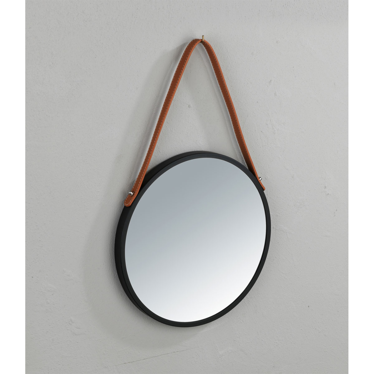 Wenko  Wandspiegel Borrone rund 40 cm schwarz mit Aufhänge-Gurt Bild 4