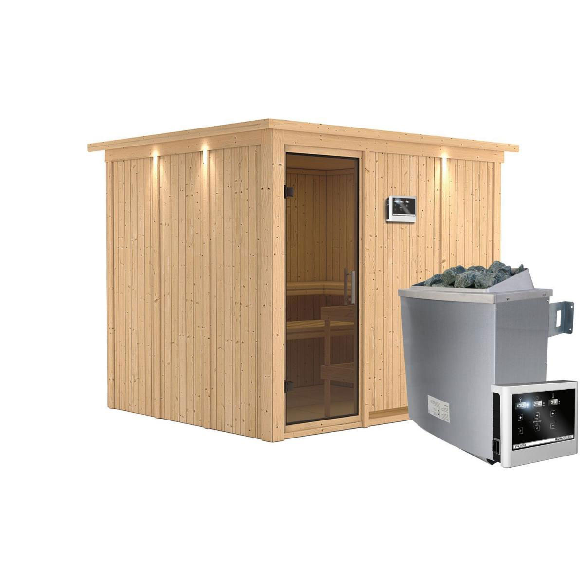 Karibu Gobin Fronteinstieg 9 kW Ofen externe Strg modern graphitfarbene Tür Bild 2