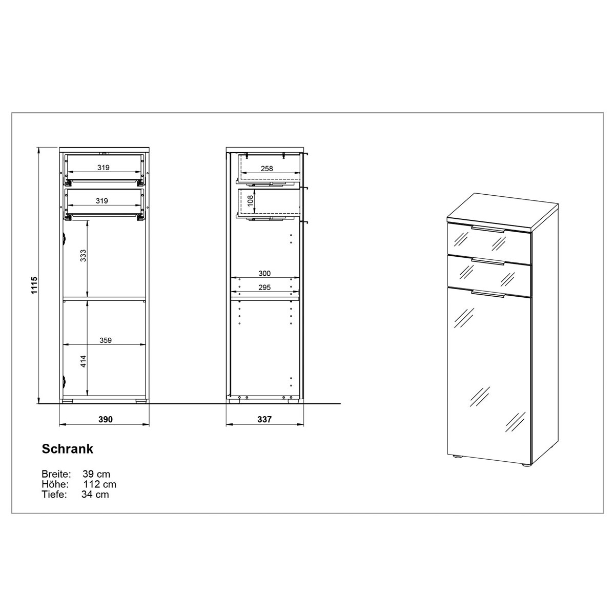 Schrank 39 x 112 x 34 cm Navarra-Eiche-Nachbildung Bild 6