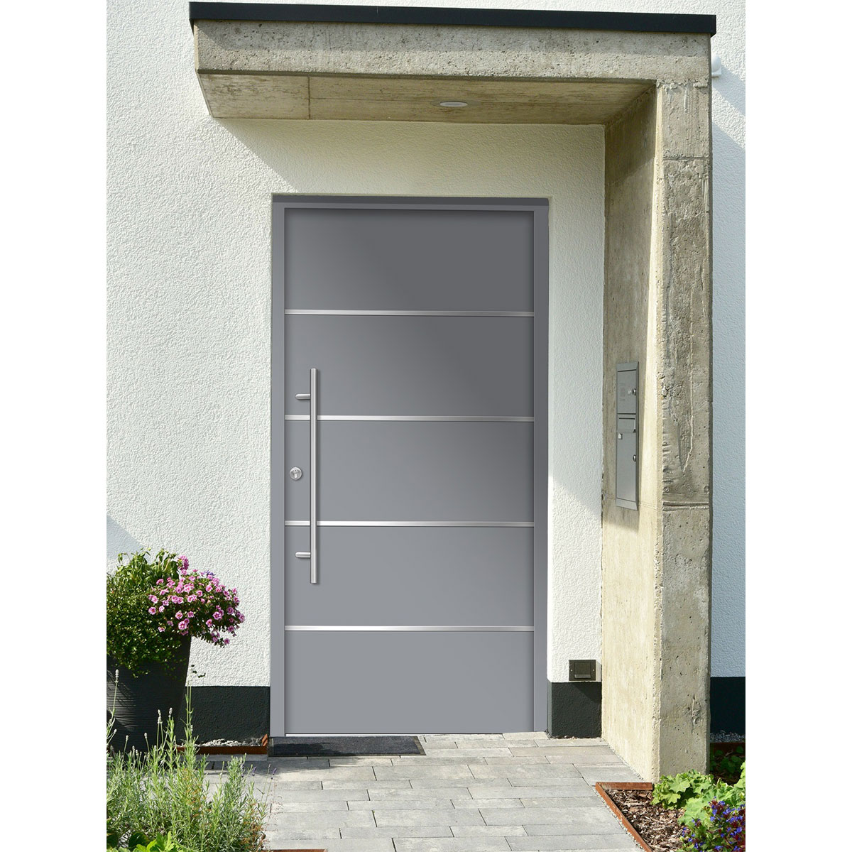 SplenDoor  Premium-Haustür Passivedoor Visby RC2 energiesparend einbruchsicher grau 100 x 200 cm links Bild 2
