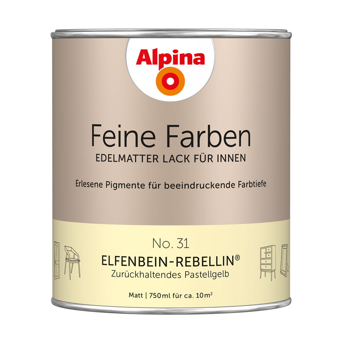 Alpina  Buntlack Feine Farben Lack No 31 Elfenbein-Rebellin edelmatt 750ml