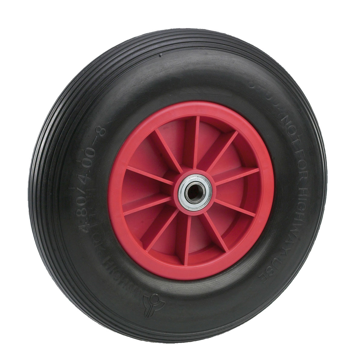 Dörner + Helmer Pannensicheres-Rad mit Kunststofffelge Kugellager und Rillenprofil 400 x 100 mm