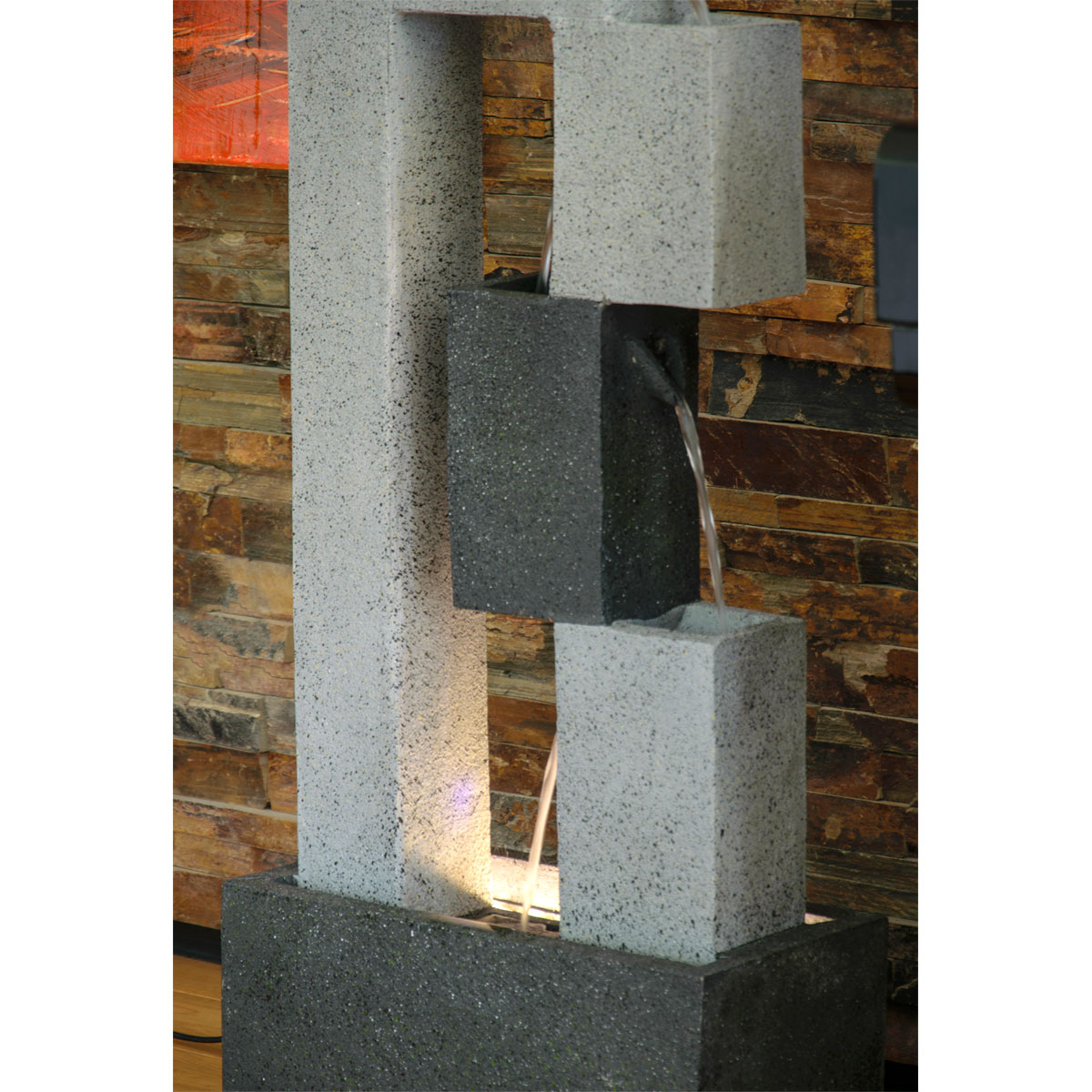 dobar XL Design-Gartenbrunnen mit LEDs 21,5 x 90,5 x 40,5 cm grau Bild 6