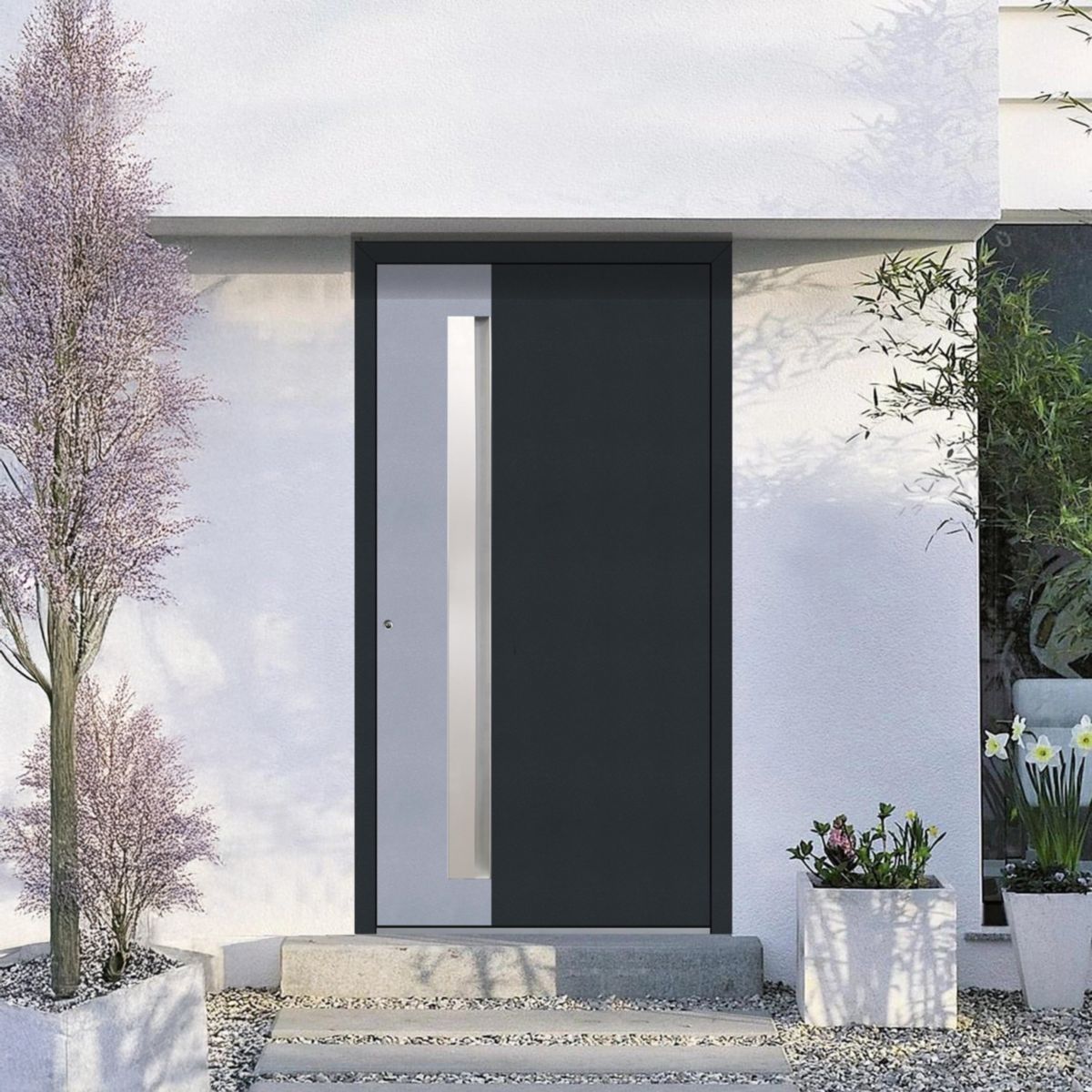 Schüco Aluminium Haustür 806 Bologna Excellent 1100 x 2100 mm RAL9016/7040/7016 DL