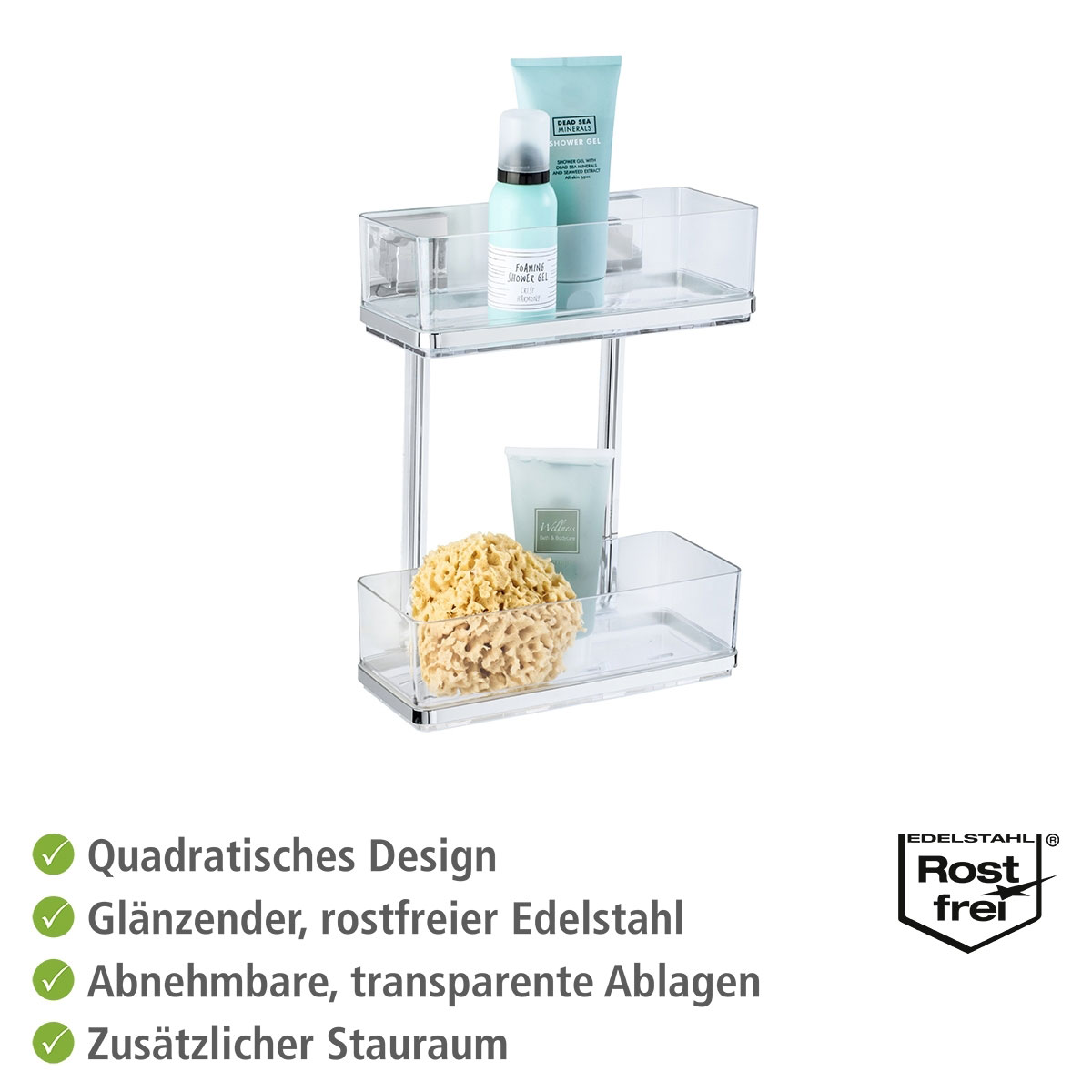 Wenko Vacuum-Loc Wandregal Quadro 2 Etagen Bild 3