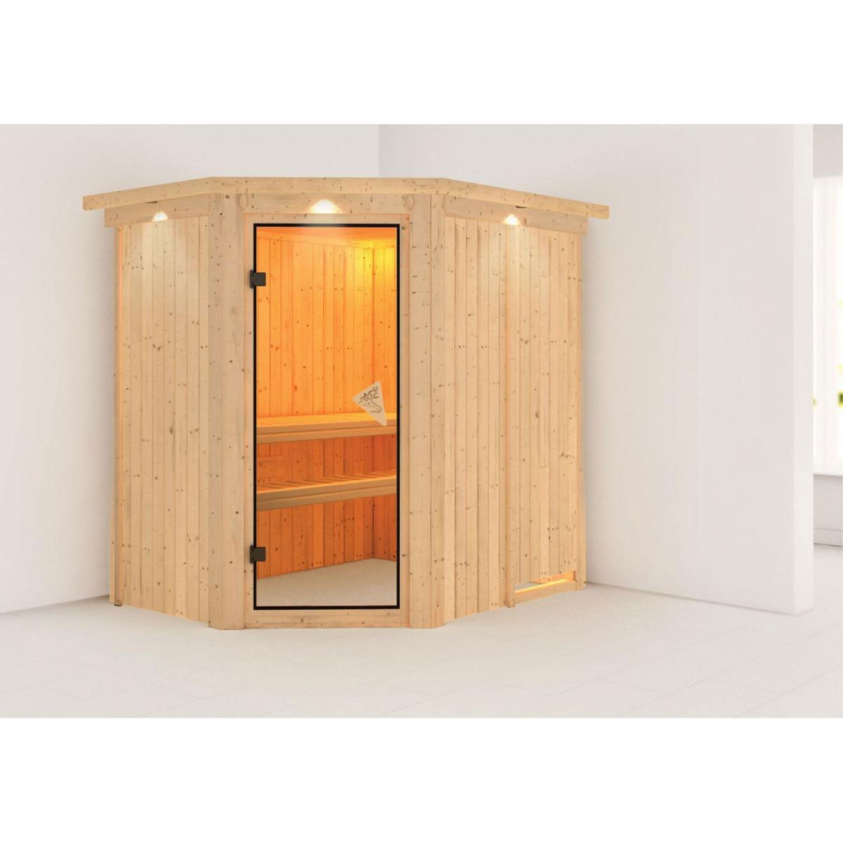 Karibu Carin Eckeinstieg ohne Ofen mit Kranz Klarglastür Bild 8