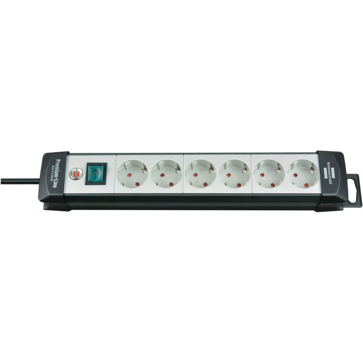 Premium-Line Steckdosenleiste 6-fachschwarz/lichtgrau 5m H05VV-F 3G1,5