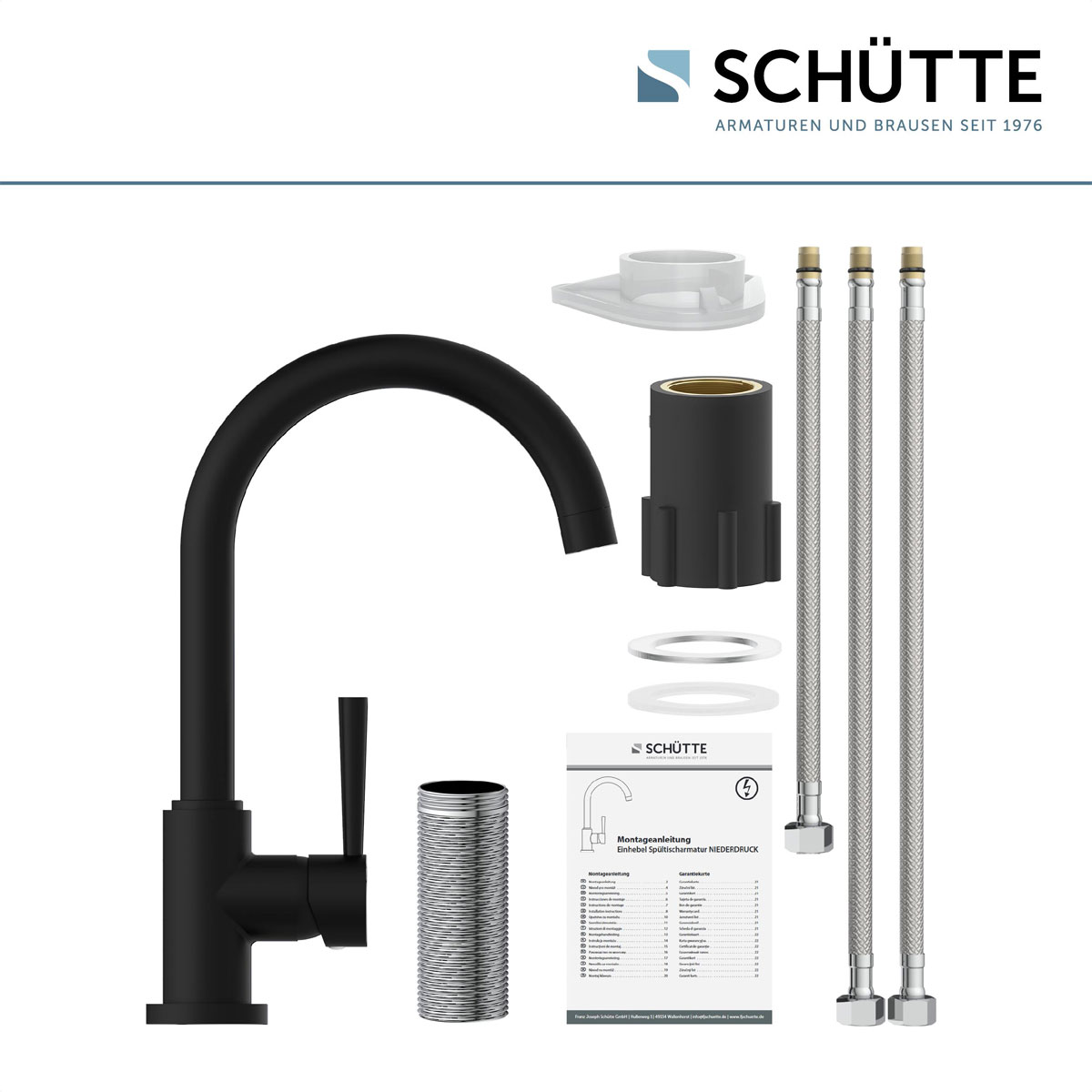 Schütte Spültischarmatur Cornwall Niederdruck schwarz matt Bild 2