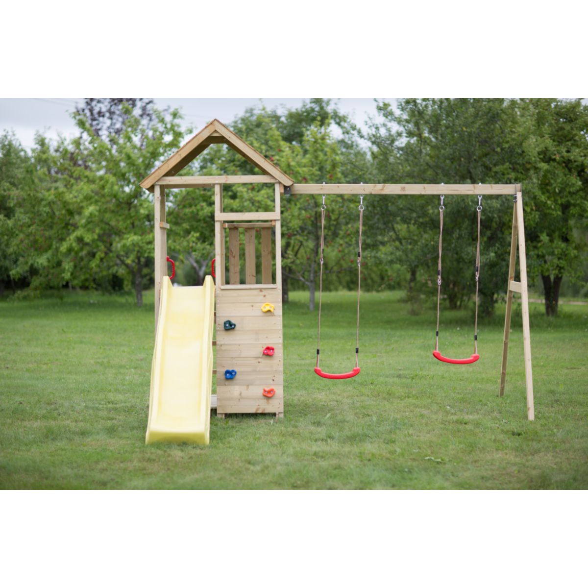 Wendi Toys Spielhaus Giraffe inkl. Rutsche, Kletterwand und Schaukel 280x340x270 cm Bild 8