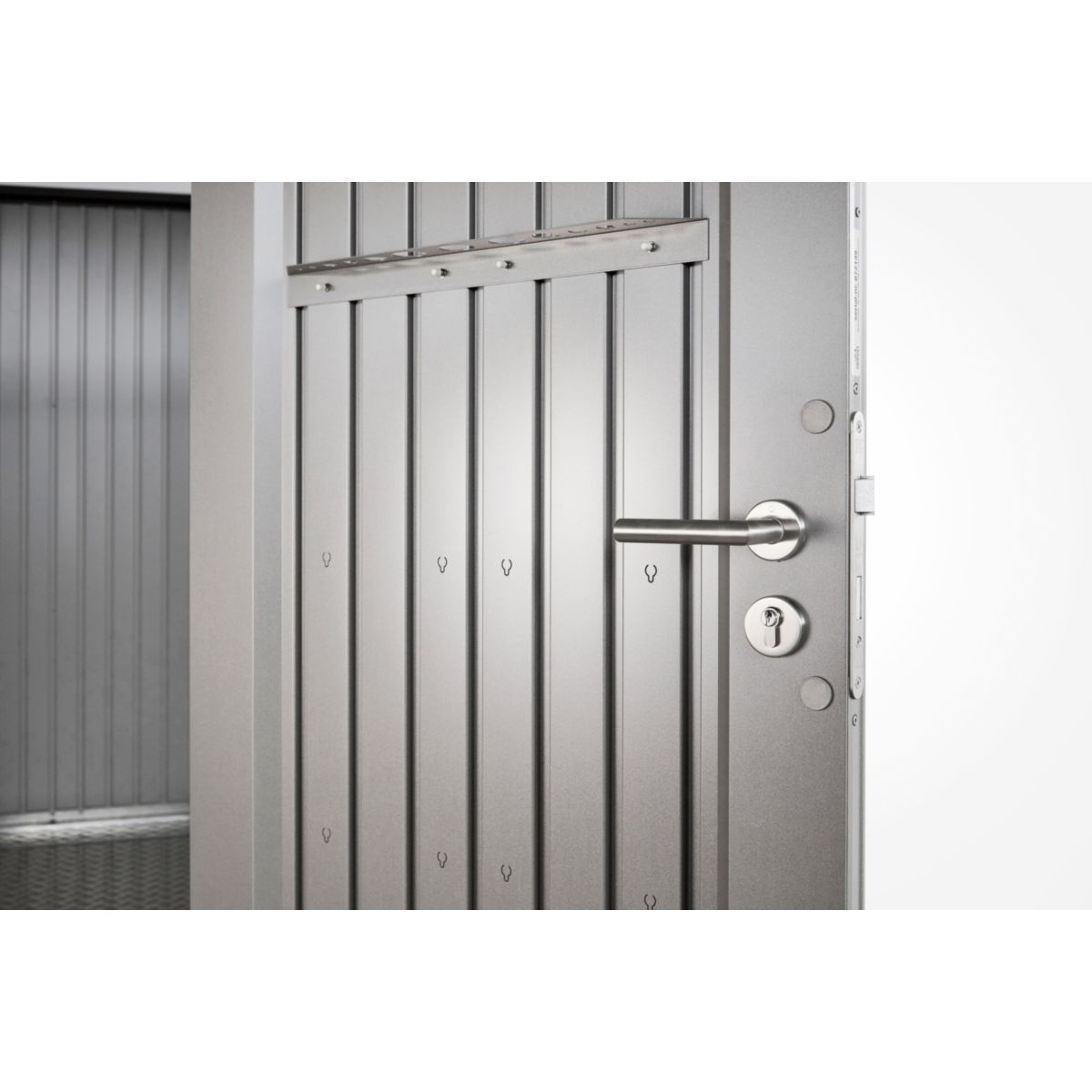 Biohort Gerätehaus Panorama Gr. P2 silber-metallic mit Doppeltür Bild 3
