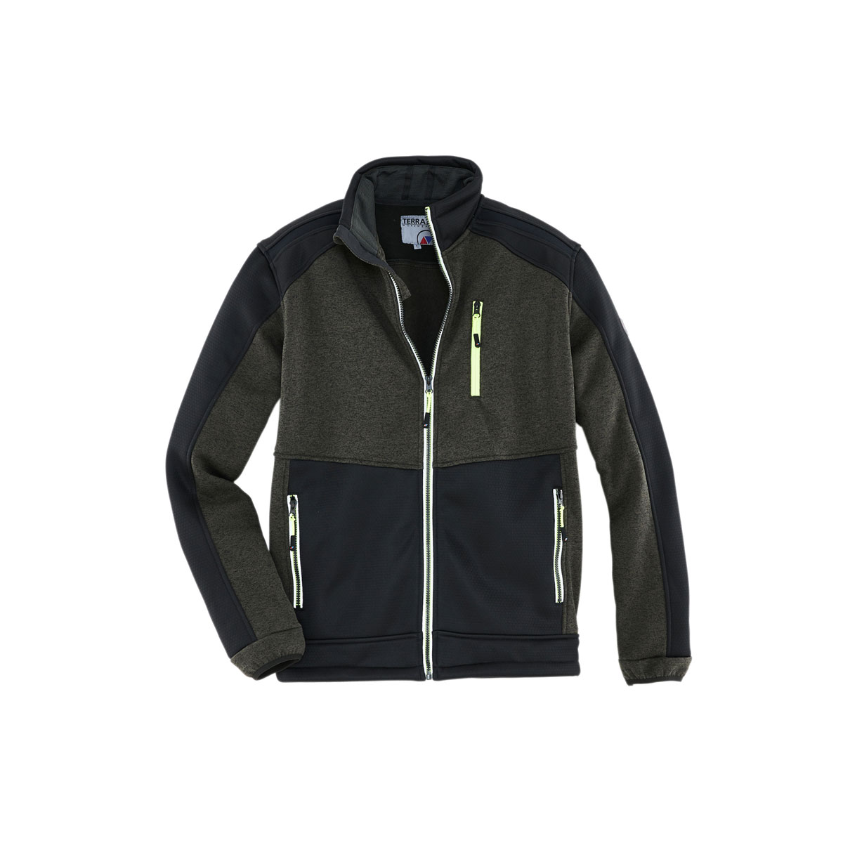 Terrax Workwear  Strickfleecejacke dunkelgrün-schwarz-limette Größe S
