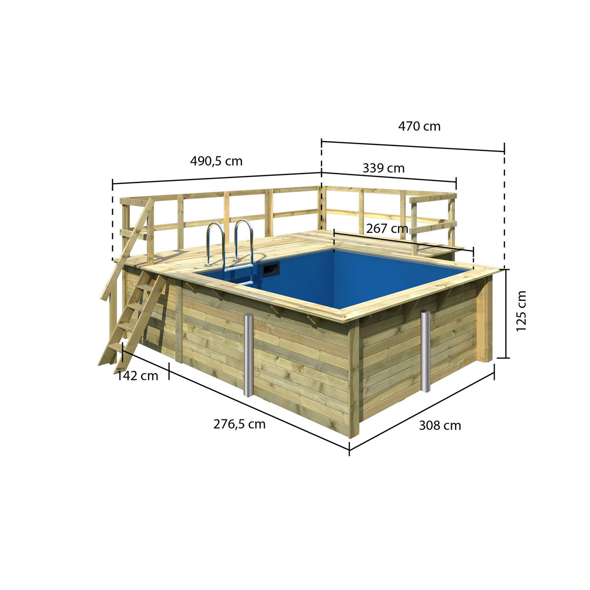 Karibu Pool Größe 1 44 mm inkl 2 Terrassen Bild 2