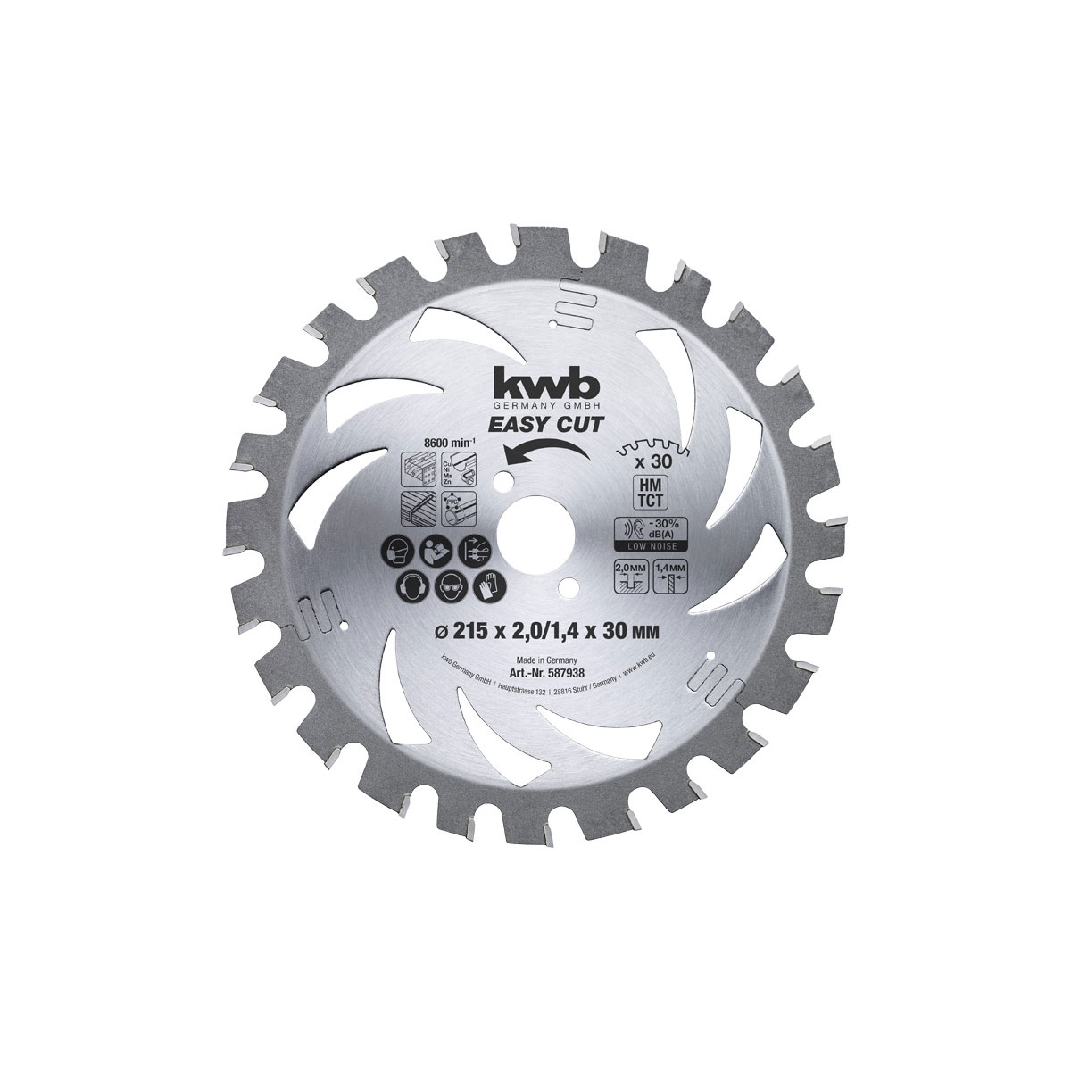 kwb  Dünnschnitt-Kreissägeblatt Easy Cut Durchmesser 215 x 30 mm Bild 1