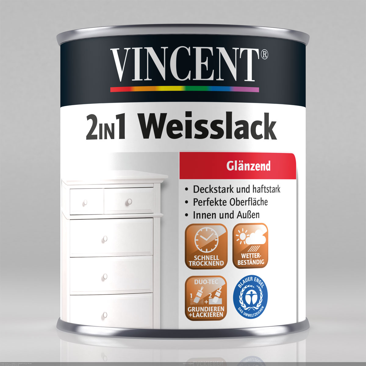 Vincent Weißlack 2in1 RAL 9003 signalweiß glänzend 375 ml