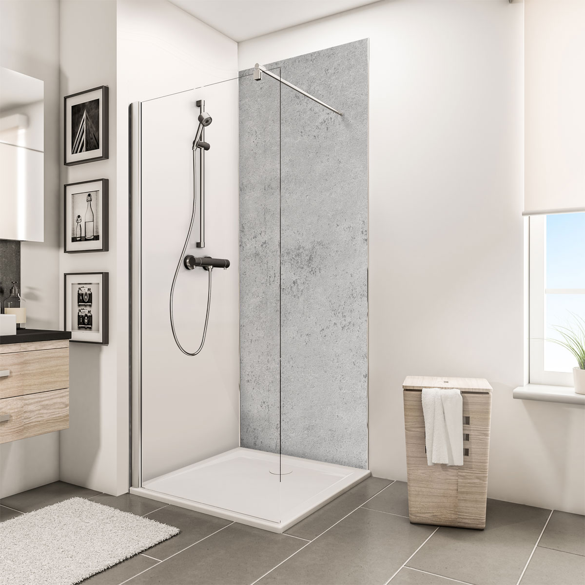 Schulte ExpressPlus Duschrueckwand DecoDesign Dekor Stein Grau hell 2100 x 1000