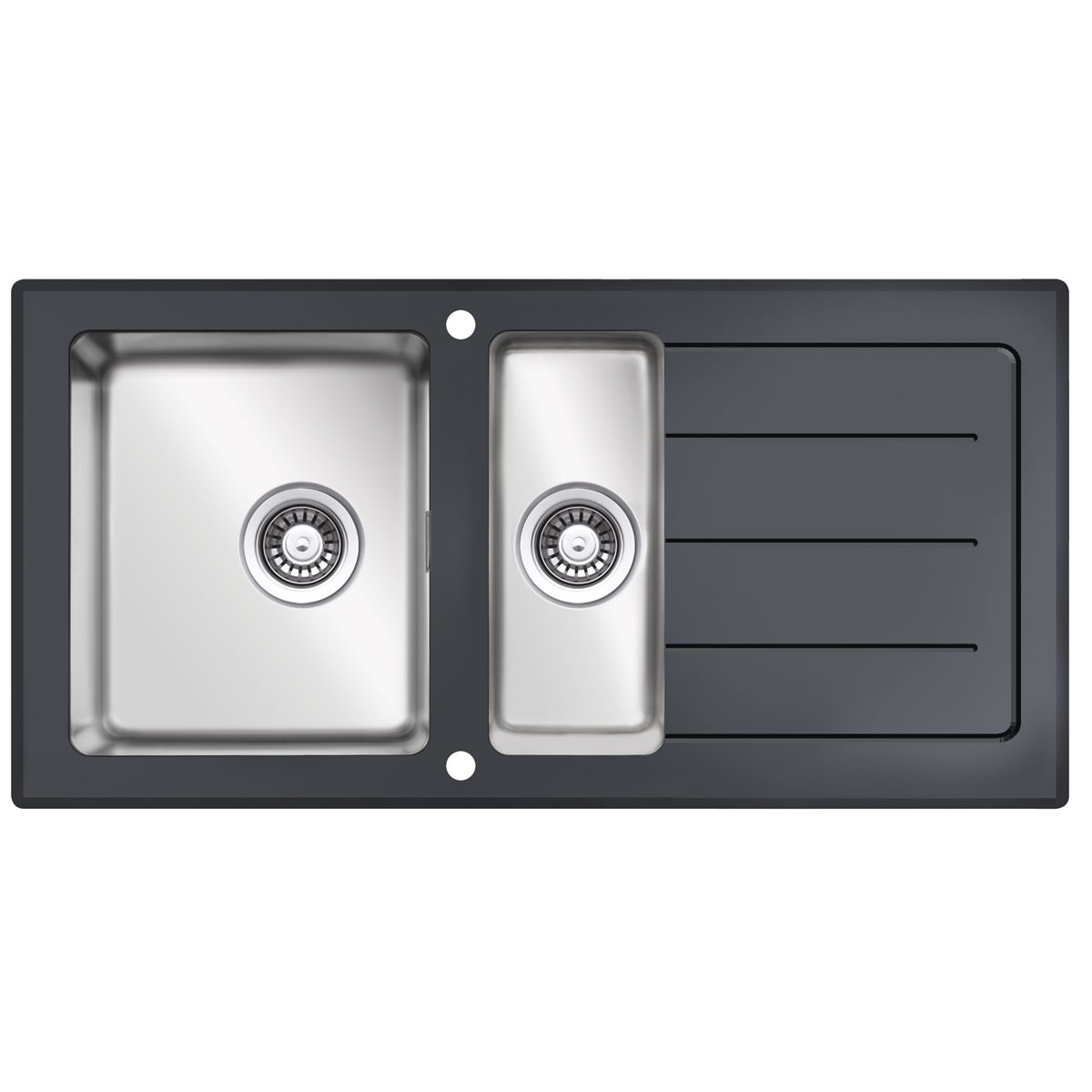 Respekta New York Glasspüle NEWYORK100X50S 100 x 50 cm Schwarz Bild 1