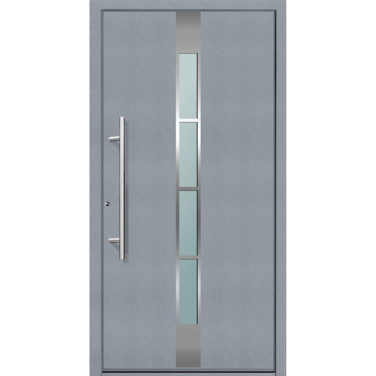 Aluminium Sicherheits-Haustür Ferrara Superior 60 mm grau 110 x 210 cm Anschlag links inkl Griffset