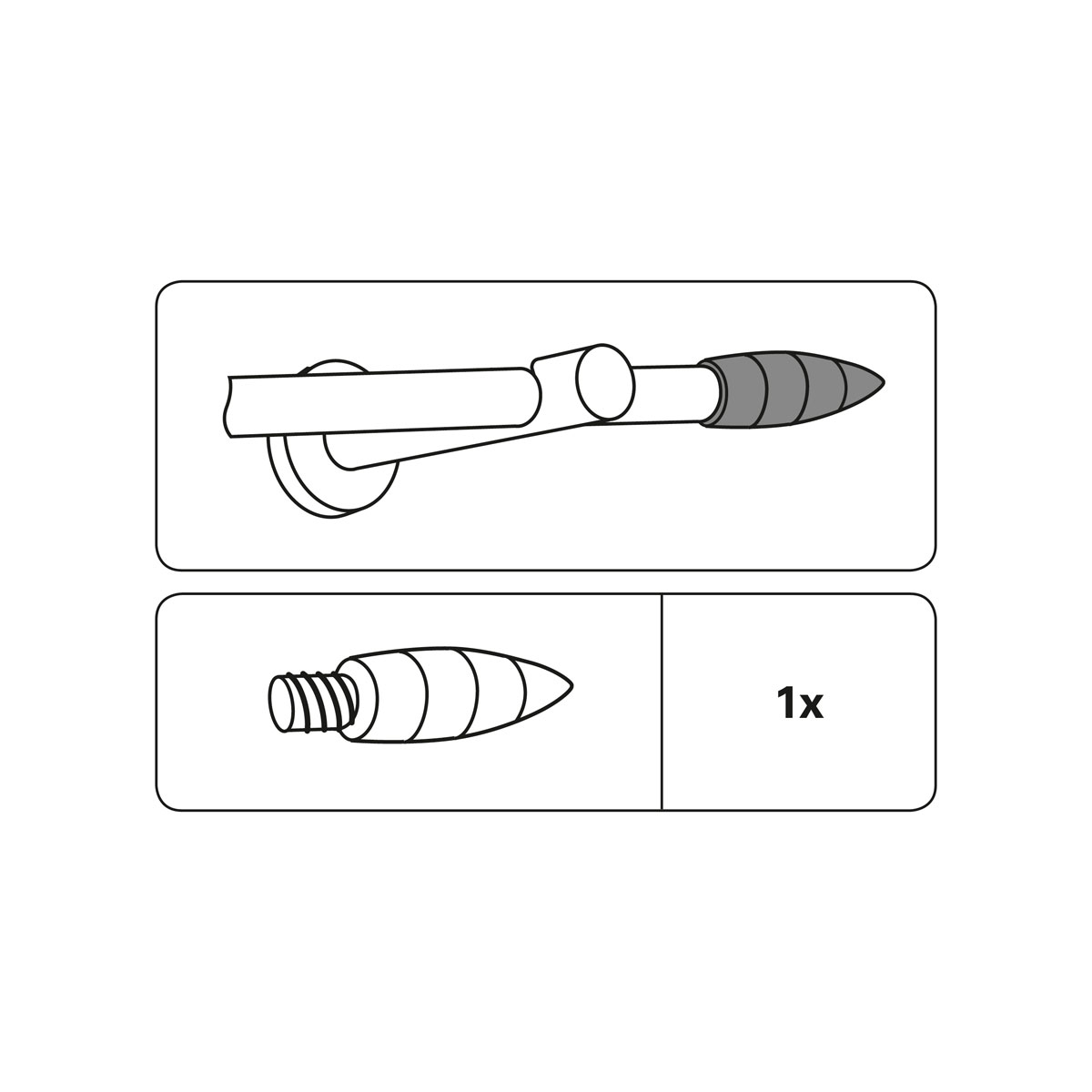 Gardinia Endstück Patrone für New York Durchmesser 12 mm Edelstahl Bild 4