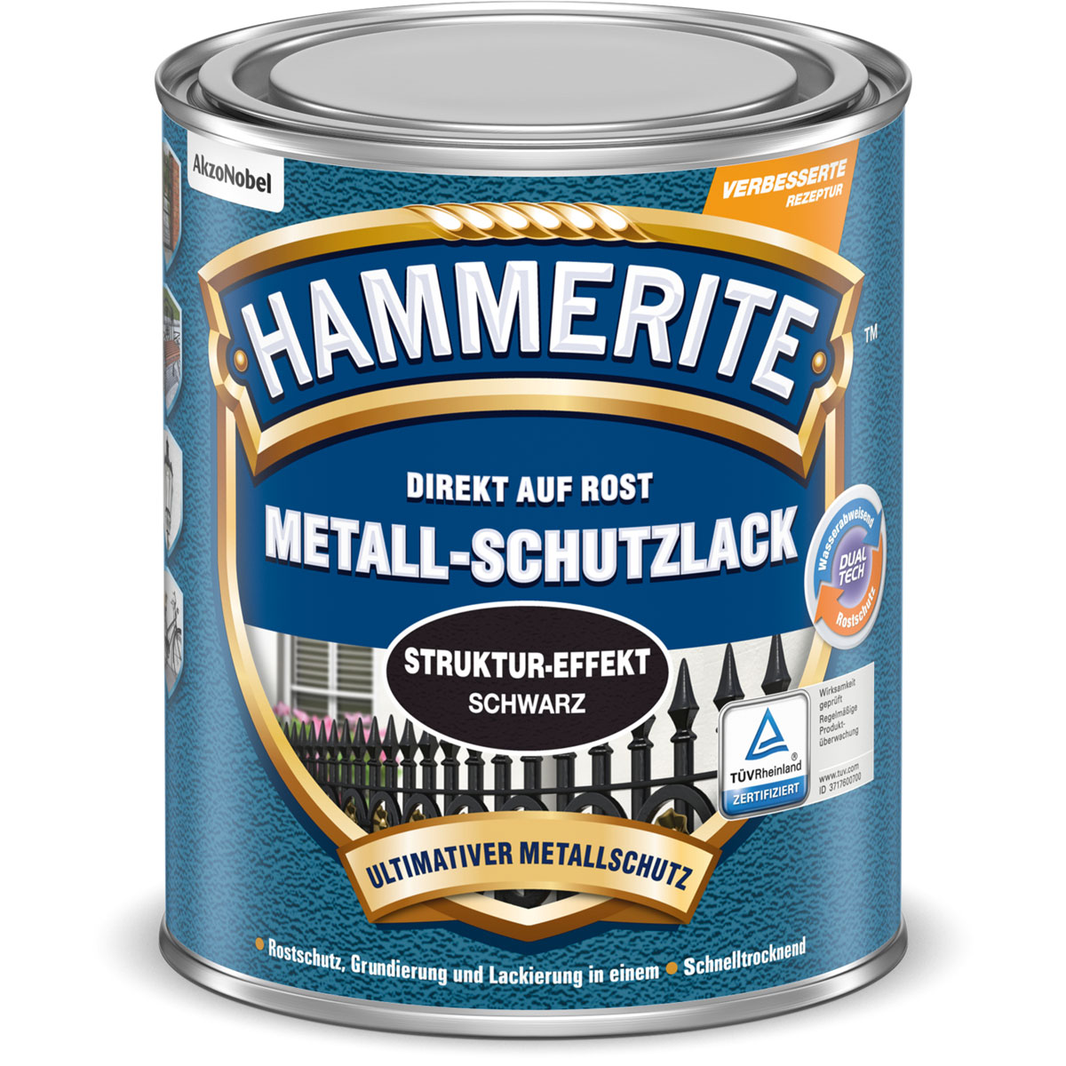 Hammerite Metallschutzlack struktur-Effekt schwarz 750 ml