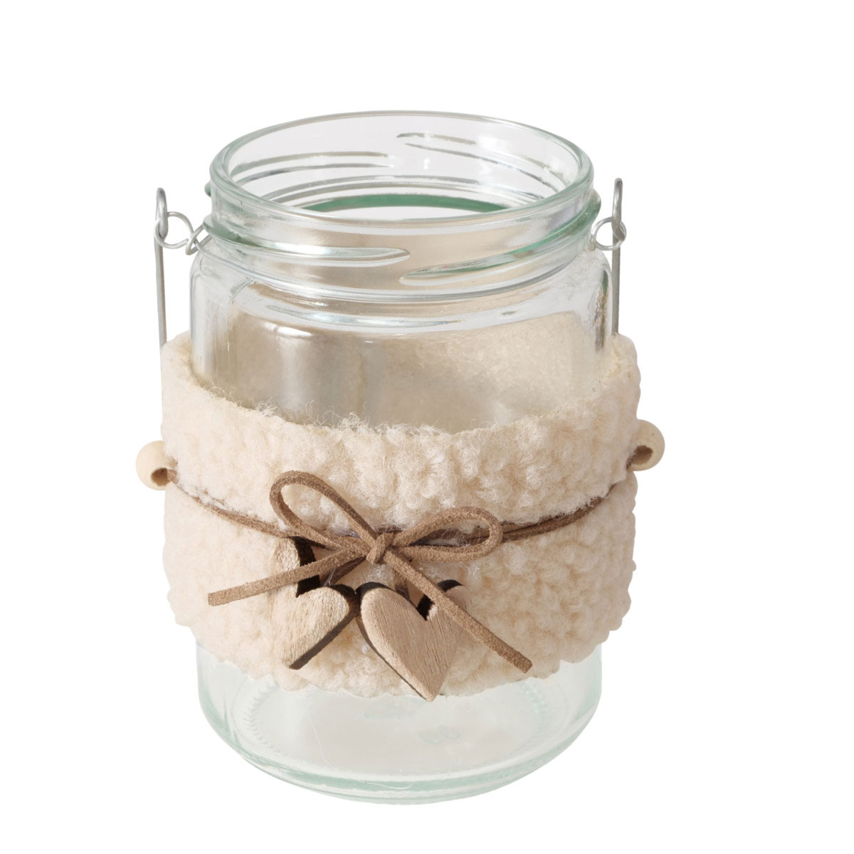 Windlicht Jaro Rund Herz Stern 9 x 9 x 11 cm beige-braun transparent Glas mit Text Bild 6