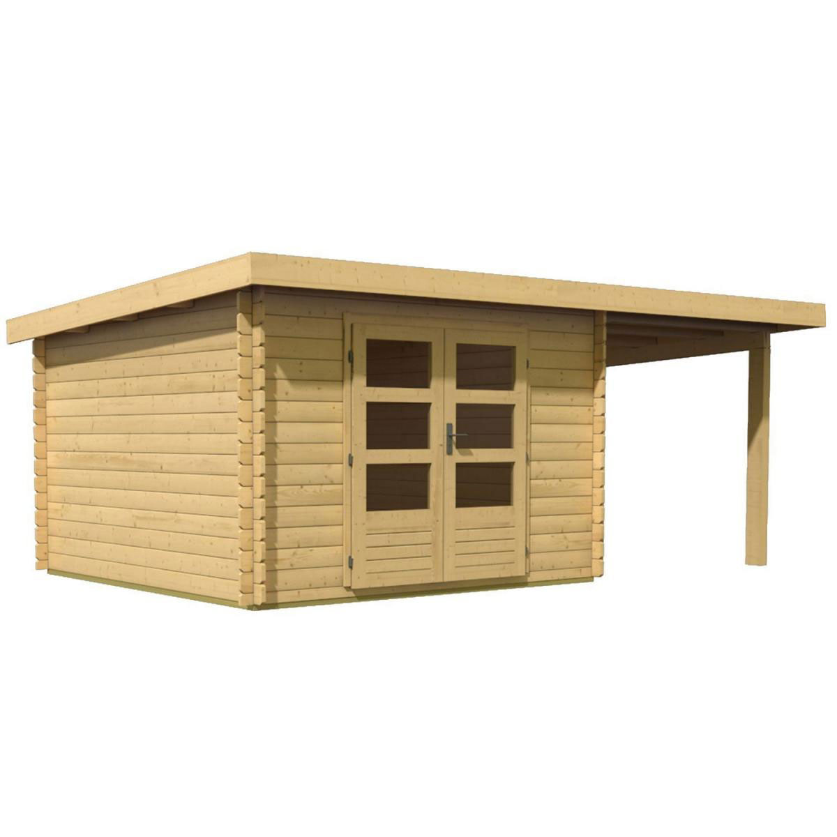 Karibu Gartenhaus Bastrup mit Schleppdach 200 cm naturbelassen 300 x 262 x 202 cm Bild 2