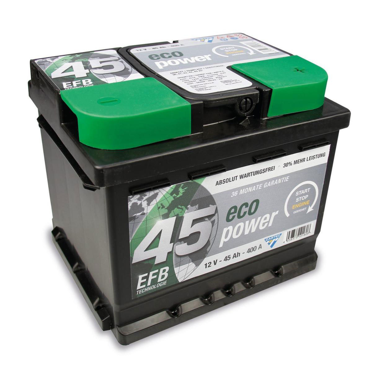 CARTEC und 45 Batterie 12V/45Ah/400A Start-Stopp Technologie