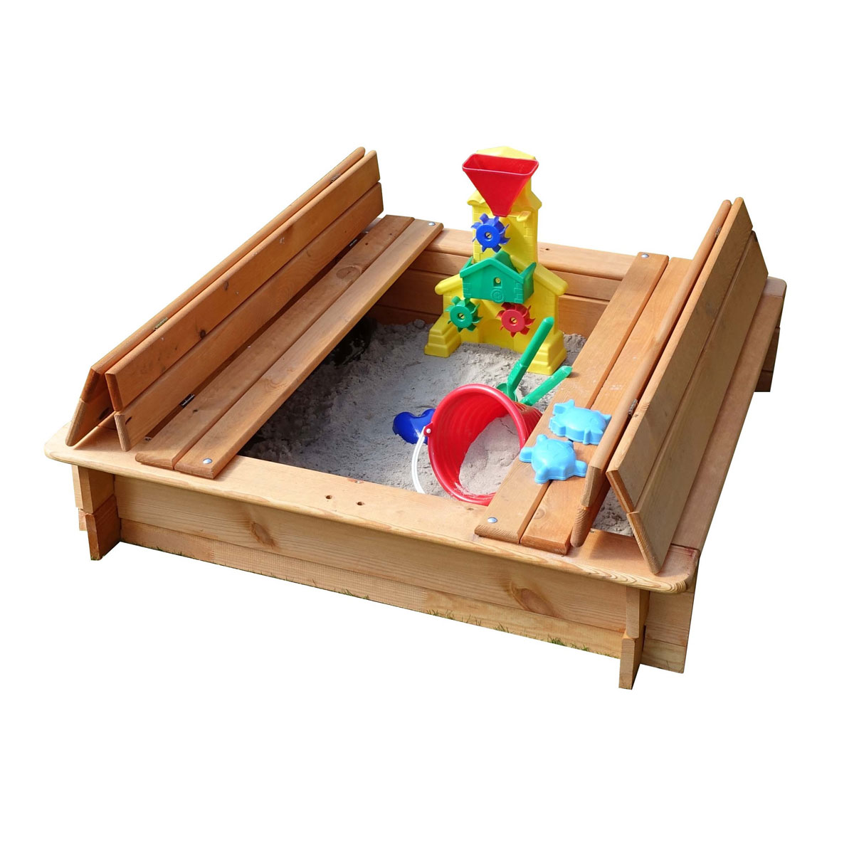 Promadino Sandkasten Donald 100 x 100 cm klappbare Abdeckung Bild 5