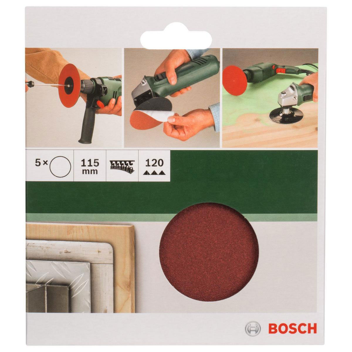 Bosch  DIY Papierschleifblatt Durchmesser 11,5 cm G120 Klett 5 Stück Bild 2