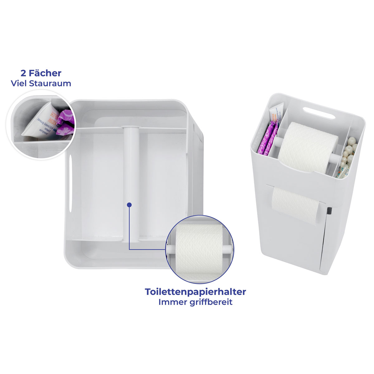 Wenko  6 in 1 Stand WC-Garnitur Imon Weiß matt integrierter Toilettenpapierhalter WC-Bürstenhalter Ersatzrollenhalter Stauraumfächer und Ablage Bild 5