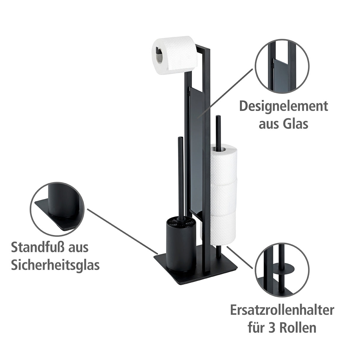 Wenko Stand WC-Garnitur Rivalta schwarz Bild 2