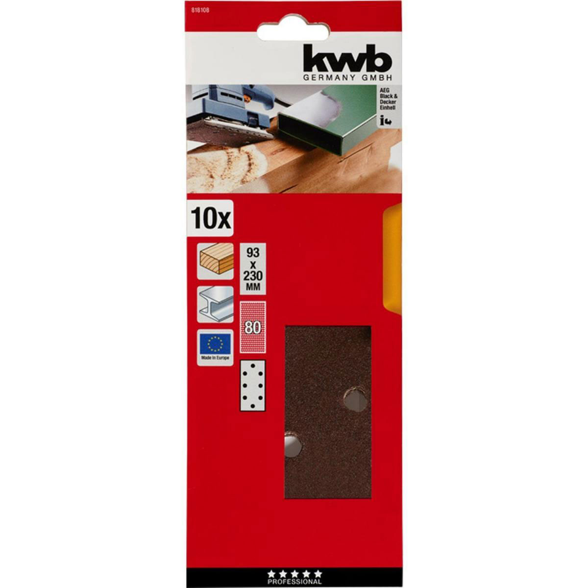 kwb  Schleifstreifen Holz und Metall 93 x 230 mm K80 Bild 2