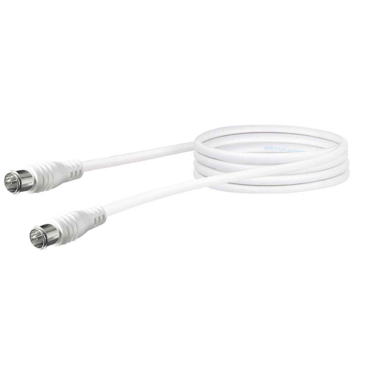 Schwaiger SAT-Antennenkabel 90 dB 1,5 m weiß mit F-Quick Stecker und F-Quick Stecker