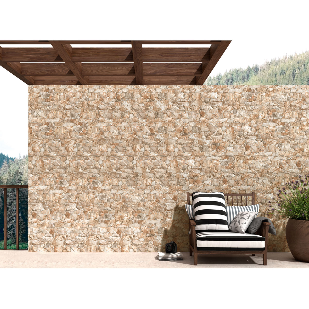 Feinsteinzeug-Wandverblender Miranda Crema 23 x 47 x 0,8 cm Bild 2