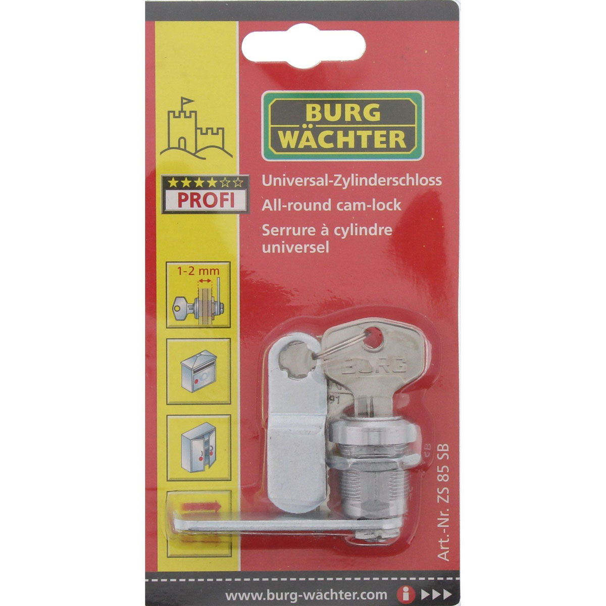 Burg Wächter Zylinder DOM-K ZS 85 23 x 23 mm vernickelt