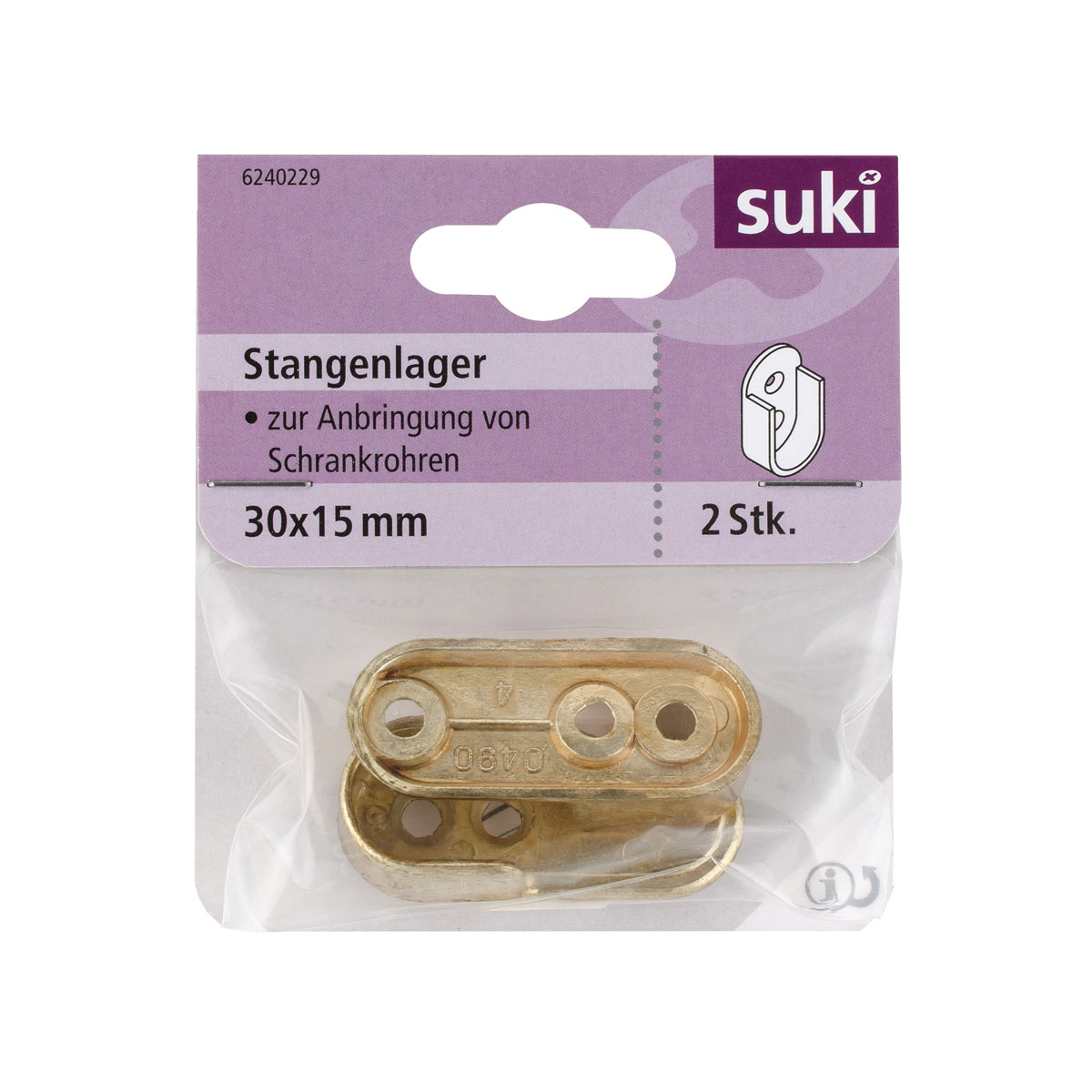 Suki Stangenlager oval 3 x 1,5 cm 2 Stück