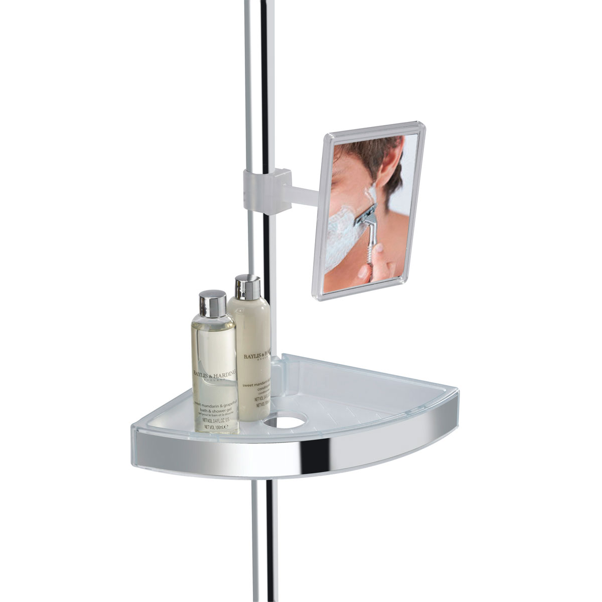 Wenko  Teleskop Duschecke Premium glänzend mit 3 Ablagen und Spiegel Bild 9