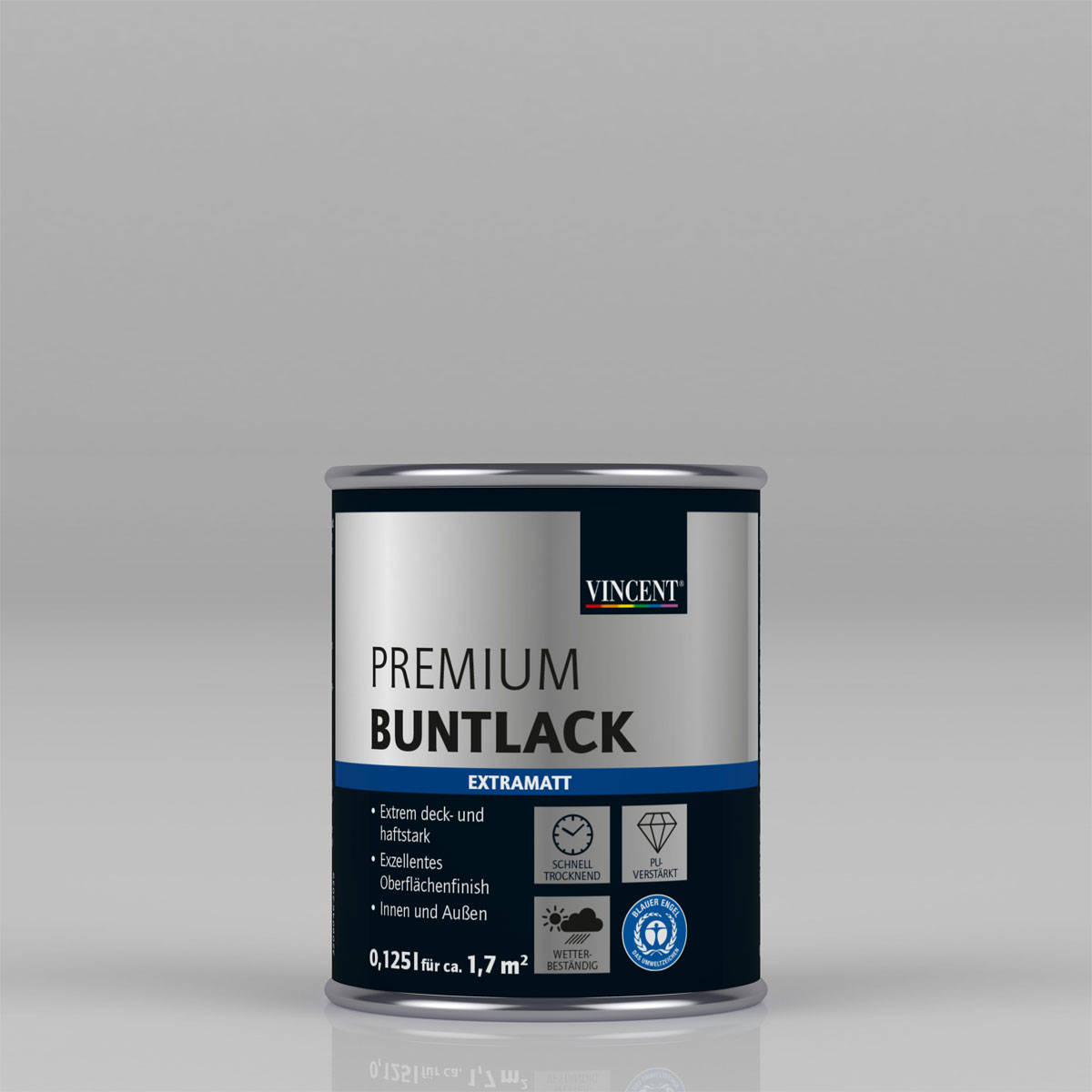 Vincent Premium Buntlack RAL 9005 Tiefschwarz extramatt 125 ml