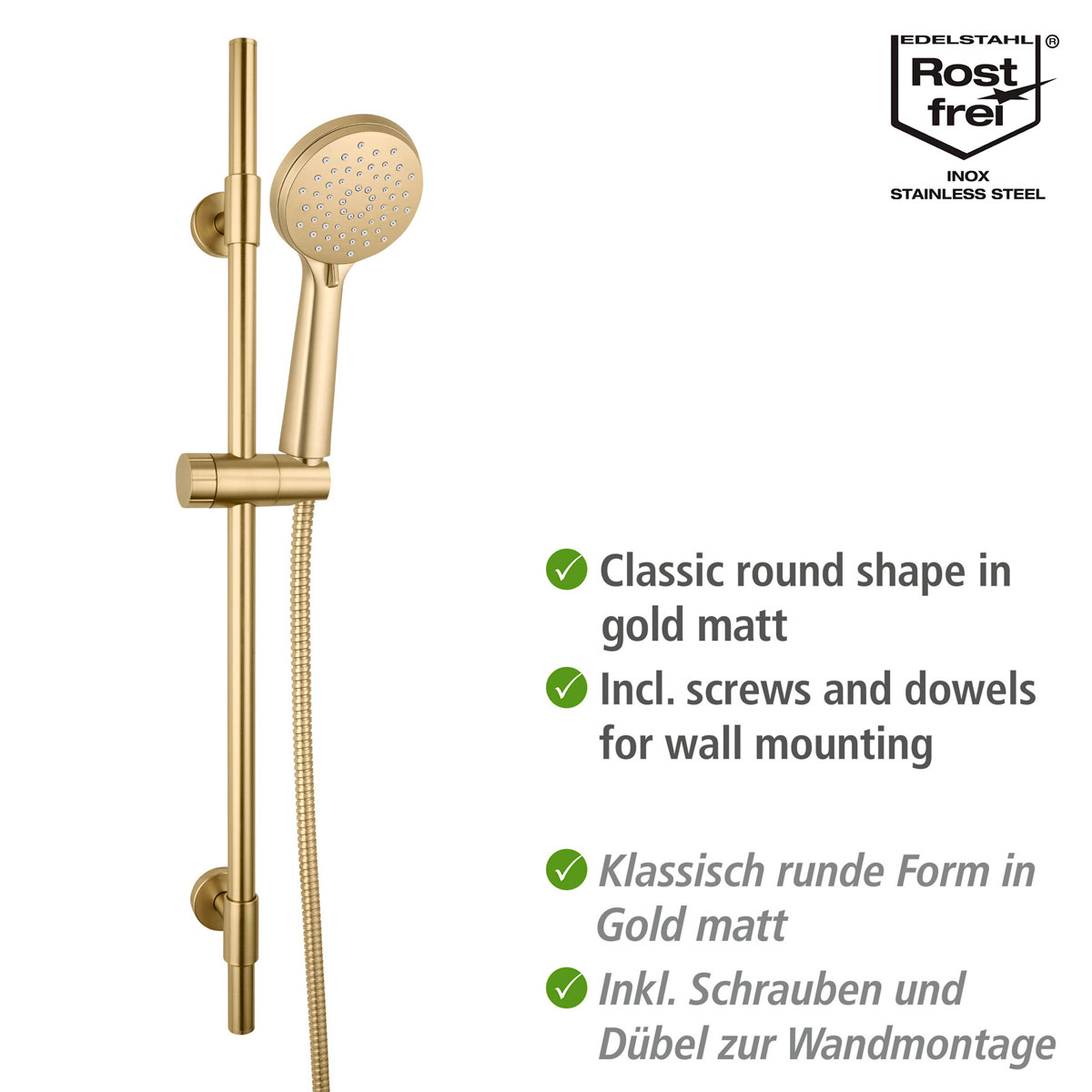 Wenko Young Line Brauseset 66cm EDS gold matt Bild 8