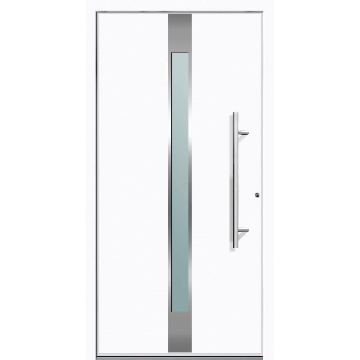 Aluminium Sicherheits-Haustür Rimini Superior 60 mm weiß 100 x 210 cm Anschlag rechts inkl Griffset